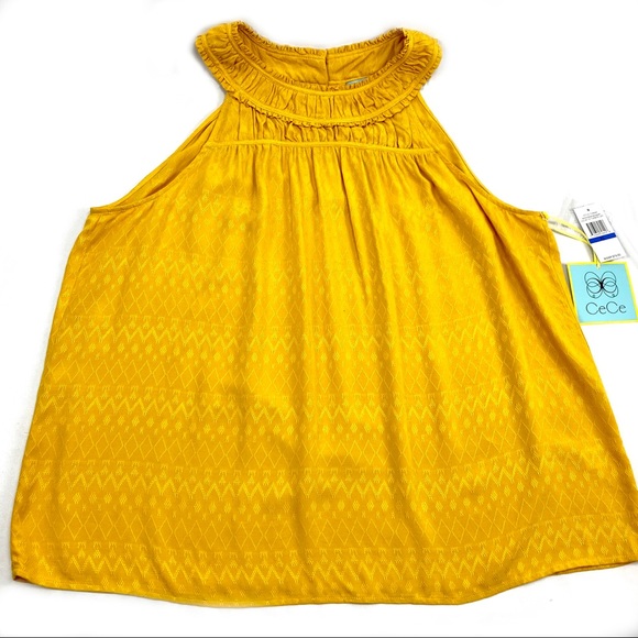 Jacquard Sleeveless Top Turmeric Cynthia Stephe Xl - Picture 8 of 14
